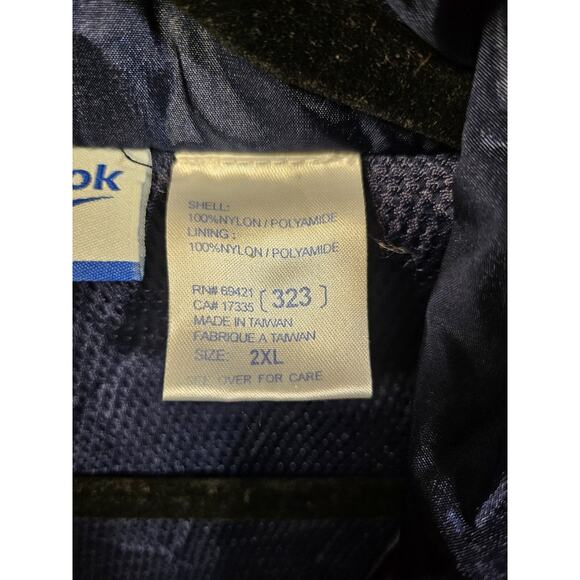 Reebok Vintage Spellout Windbreaker Pullover Snap Zip Hooded Men's Navy Size 2XL - Picture 8 of 13